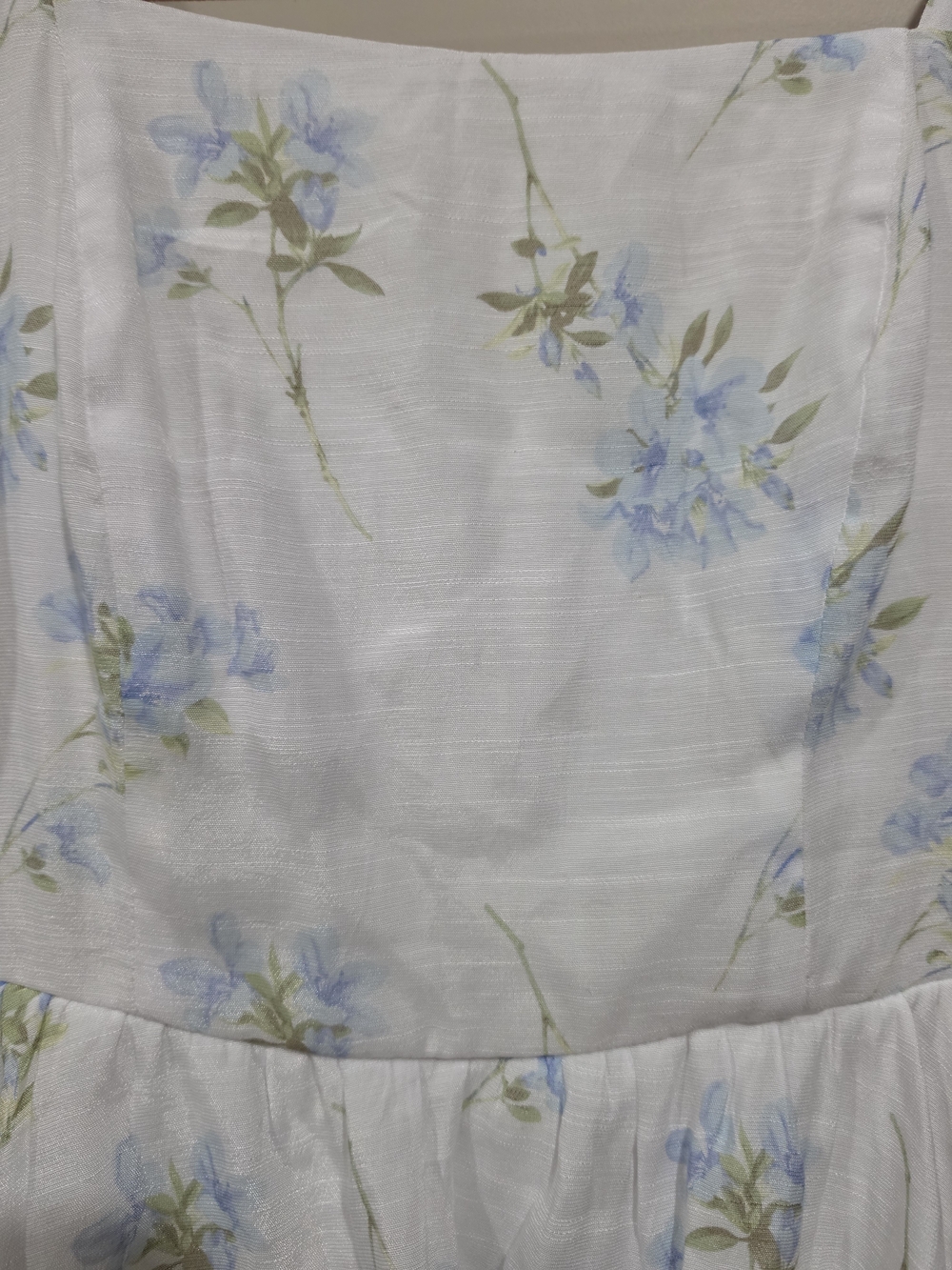 Altar'd State White Midi Dress with Light Blue Floral Print NWOT L - Picture 2 of 5